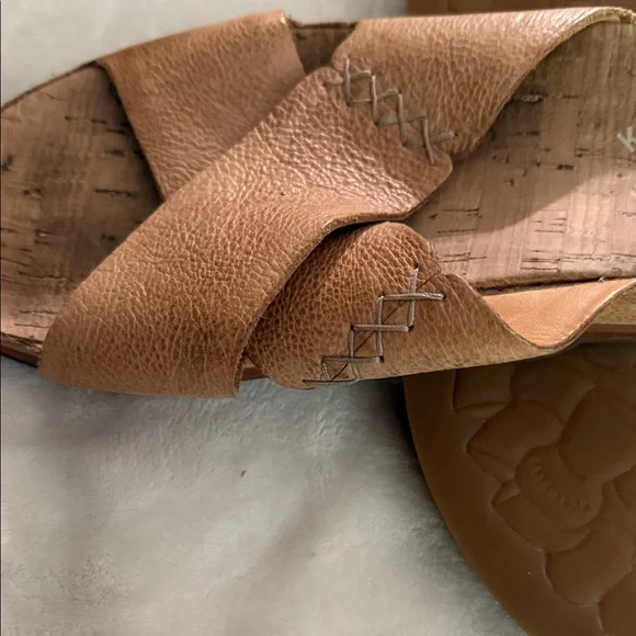 Kork-Ease Tan Leather Cross-Strap Mules/Sandals 💫 - Picture 4 of 5
